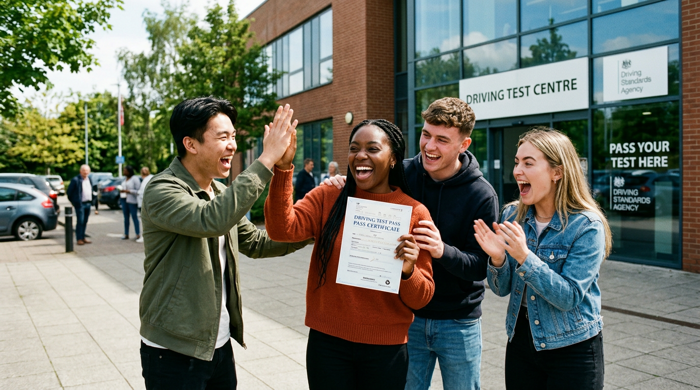 Priya & Friends celebrating passing their driving test