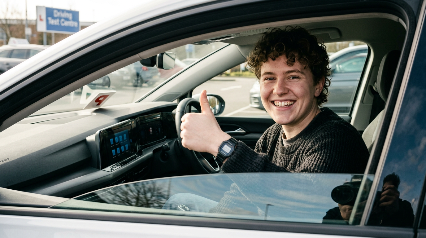 Tyler R. celebrating passing their driving test